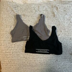 Calvin Klein Black and Gray Bralette Duo